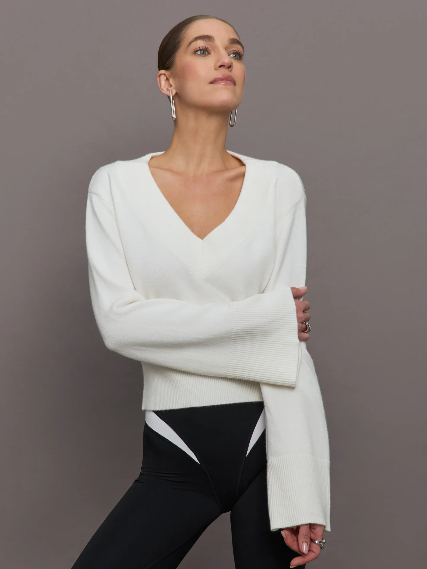 Bell Sleeve Off Shoulder Sweater - Cloud Dancer | Carbon38