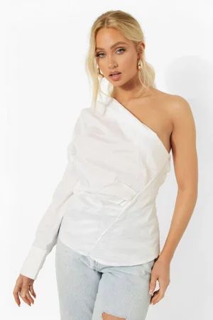 White One Shoulder Ruched Top | Boohoo.com (UK & IE)
