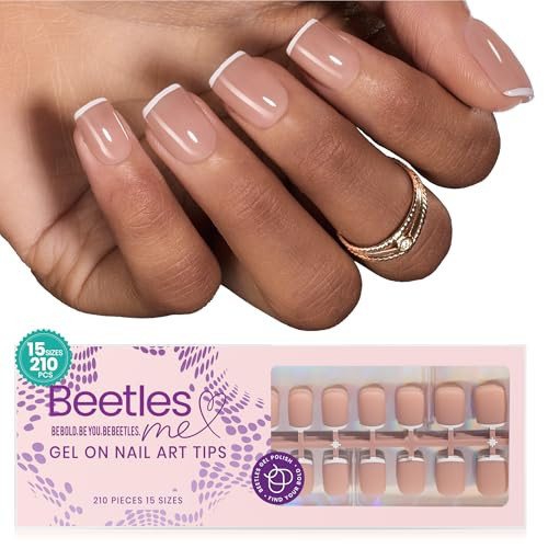 Beetles French Tips Press on Nails,210 pcs Brown Square Beetles Nail Tips,15 Size Press on Nails Fake Nails DIY Salon for Women | Amazon (US)