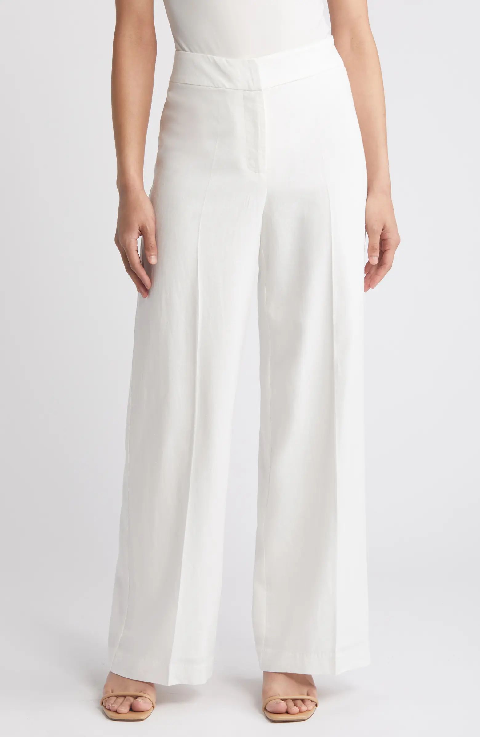 Tahari ASL Wide Leg Linen Blend Pants | Nordstrom | Nordstrom