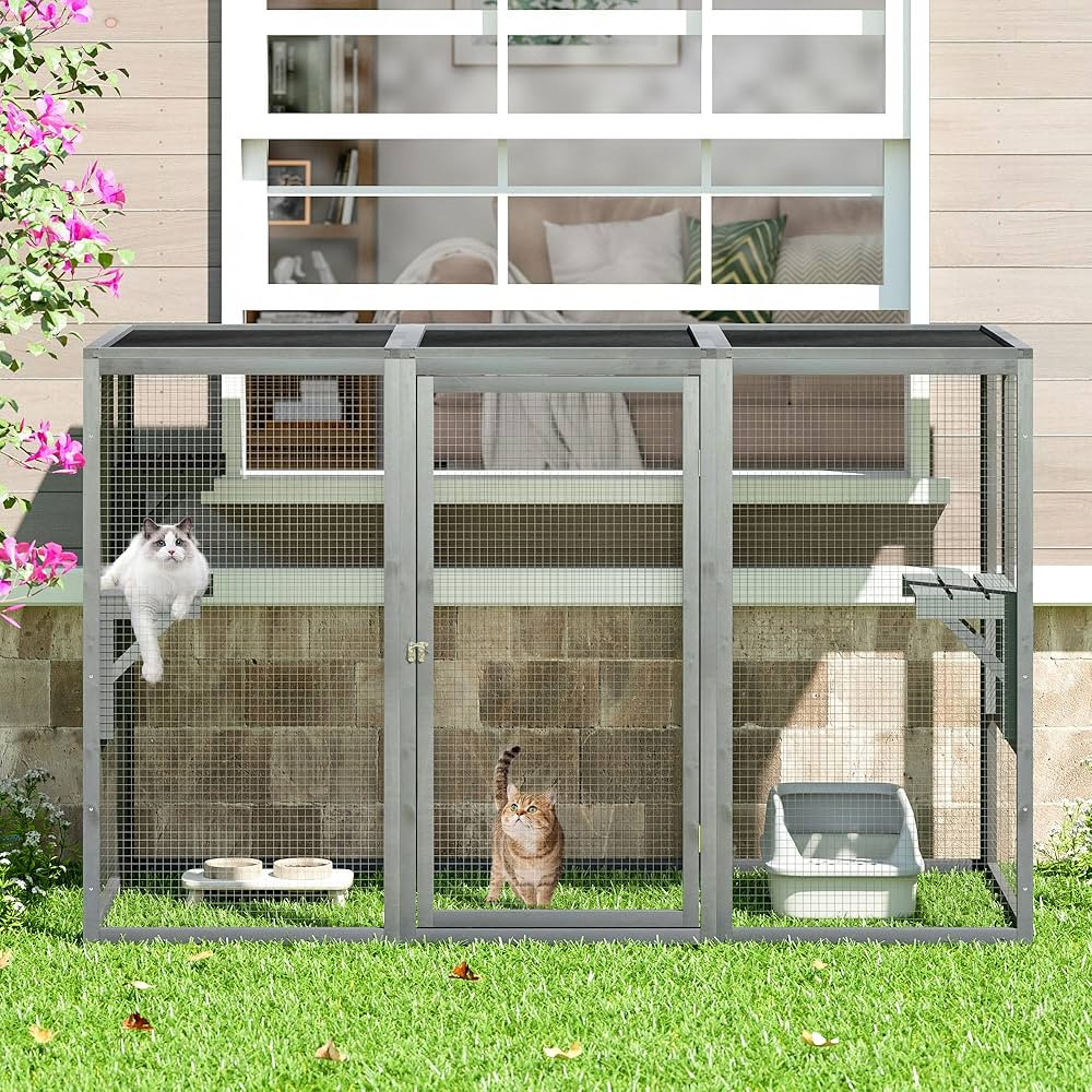 Catio Outdoor Cat Enclosure, Large 71" Catio Window, Heavy Duty Steel Mesh Cat Patio with Lockabl... | Amazon (US)