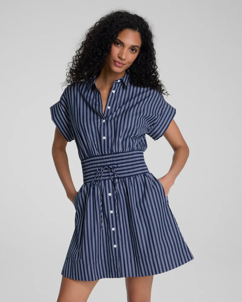 Poplin Smocked Mini Shirt Dress | Spanx