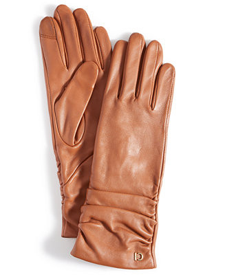 Women's Ruched Leather Gloves | Macy's