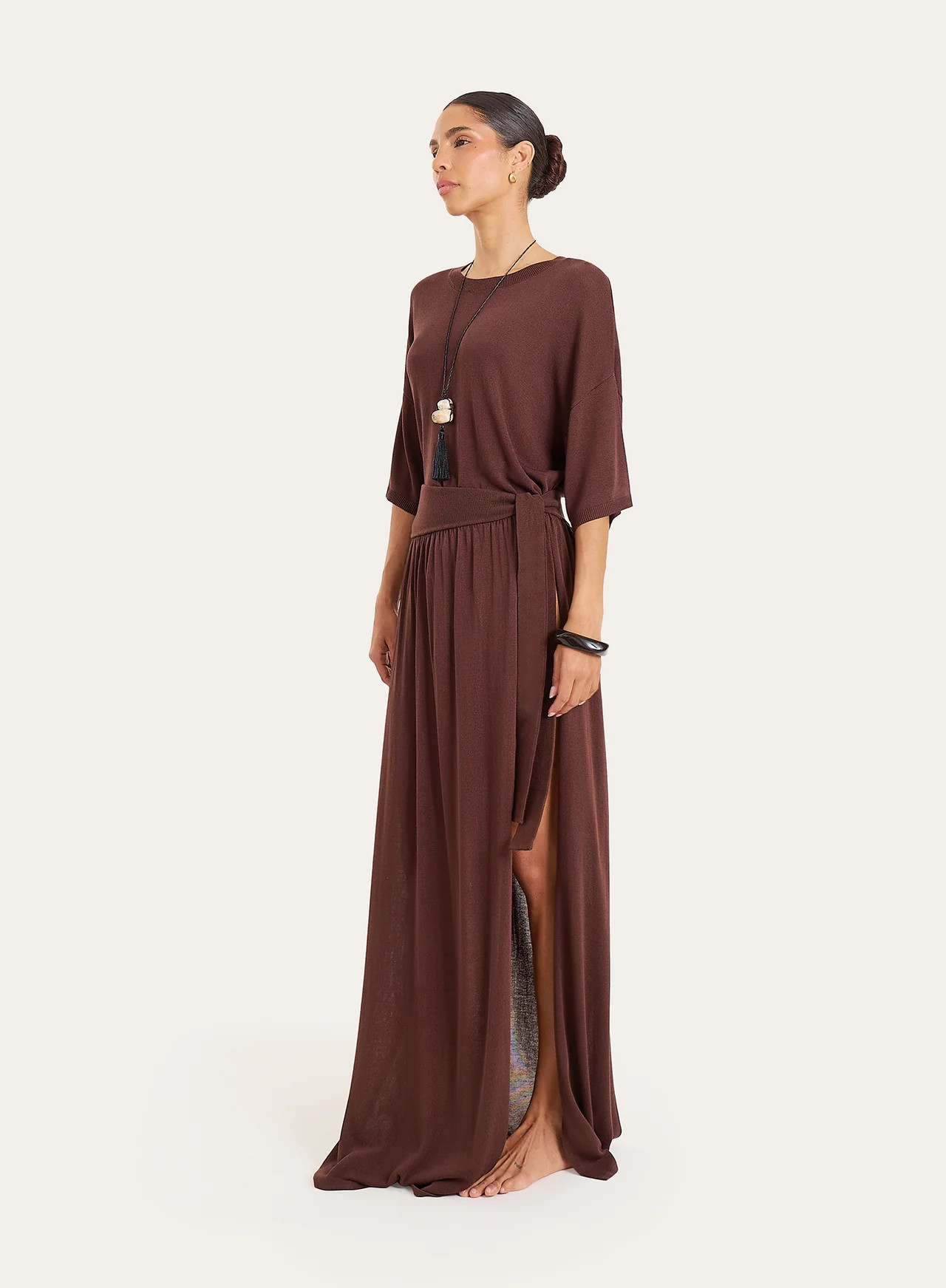 Women's Brown Belt Detail Sheer Maxi Skirt | Lydia | 4th & Reckless | 4th & Reckless