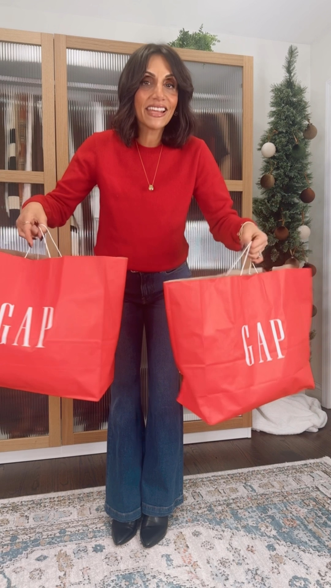 @gap
#howyouweargap
#gappartner
So many great pieces for the family for the holidays 
Wearing xs in drawstring jeans, 26 in wide leg, small in sweaters and pants 

#LTKFindsUnder100 #LTKSaleAlert #LTKHoliday