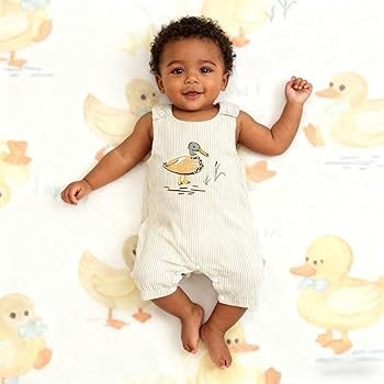 Yoawdats Newborn Baby Boy Girl Clothes Stripes Sleeveless Duck Embroidery Overall Romper Cute Inf... | Amazon (US)