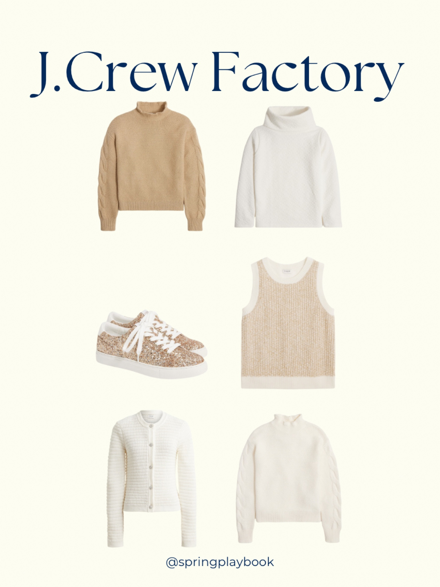 New J.Crew Factory basics. Yes, gold glitter sneakers are a basic in my mind! Sweaters with sleeve details,  gold sweater vest, ivory lady jacket. 

#createdcolorful #createdcolorfulspring #hocspring #tcispring #pcaspring #lightspring #warmspring #truespring #brightspring #clearspring #paintboxspring #bluespring

#LTKWorkwear #LTKSaleAlert #LTKShoeCrush
