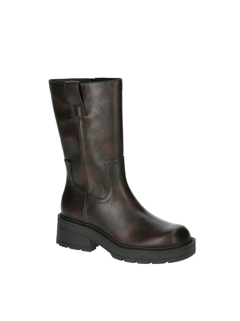No Boundaries Women's Pull On Lug Sole Boots, Wide Width Available | Walmart (US)