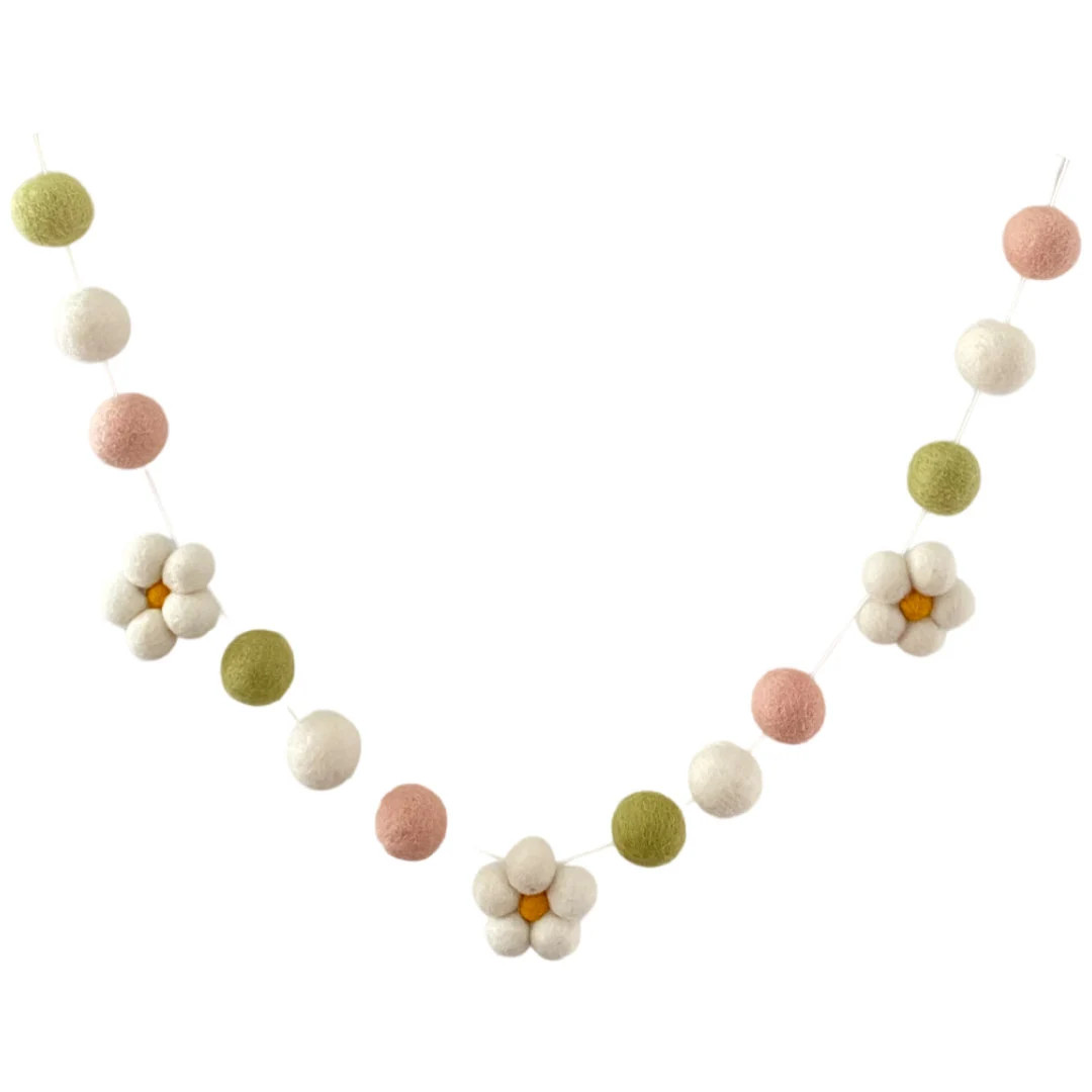 Felt Daisy Garland: Blush Pink, Sage, Ivory Nursery Decor | Etsy (US)