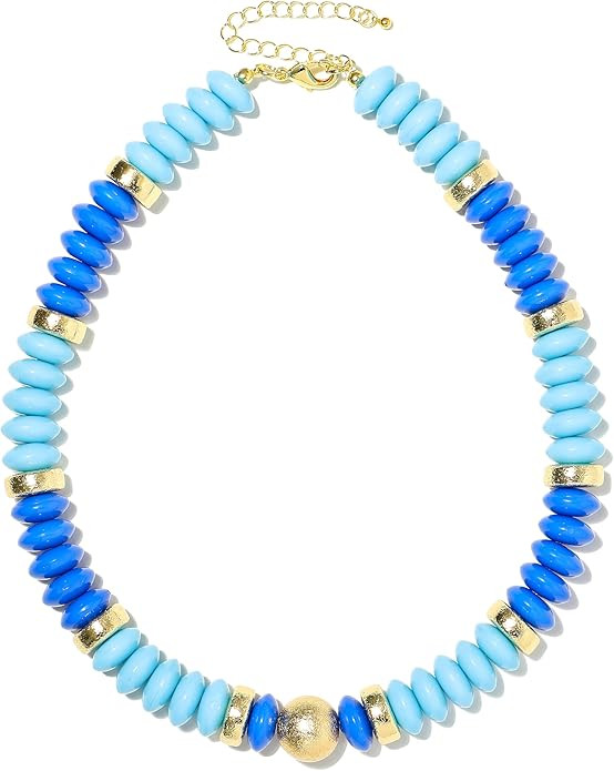 RISHEGAE Chunky Beaded Necklace for Women Boho Resin Beaded Choker Necklace Adjustable Surfer Bea... | Amazon (US)