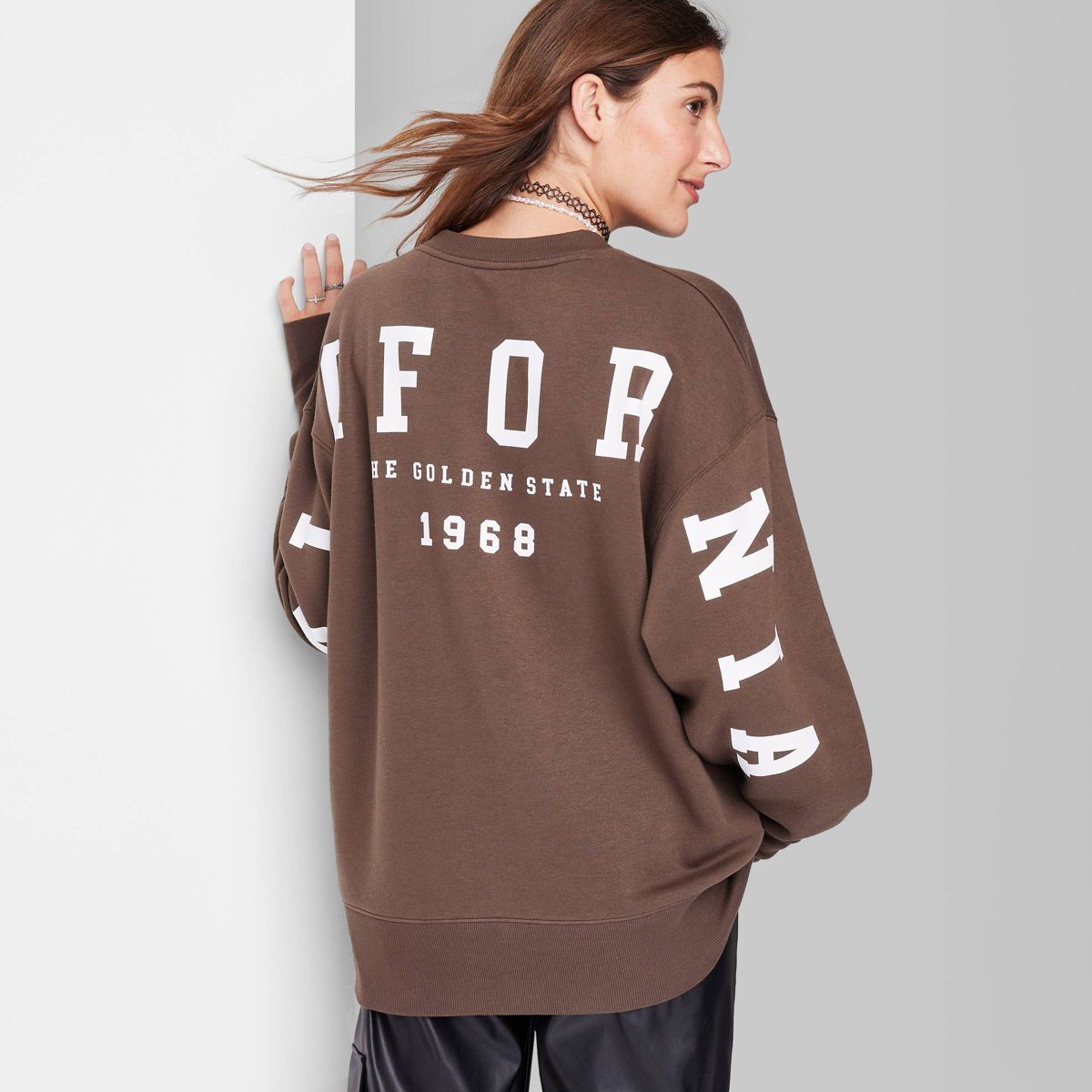 Women's Oversized Sweatshirt - Wild Fable™ Dark Brown XXS | Target