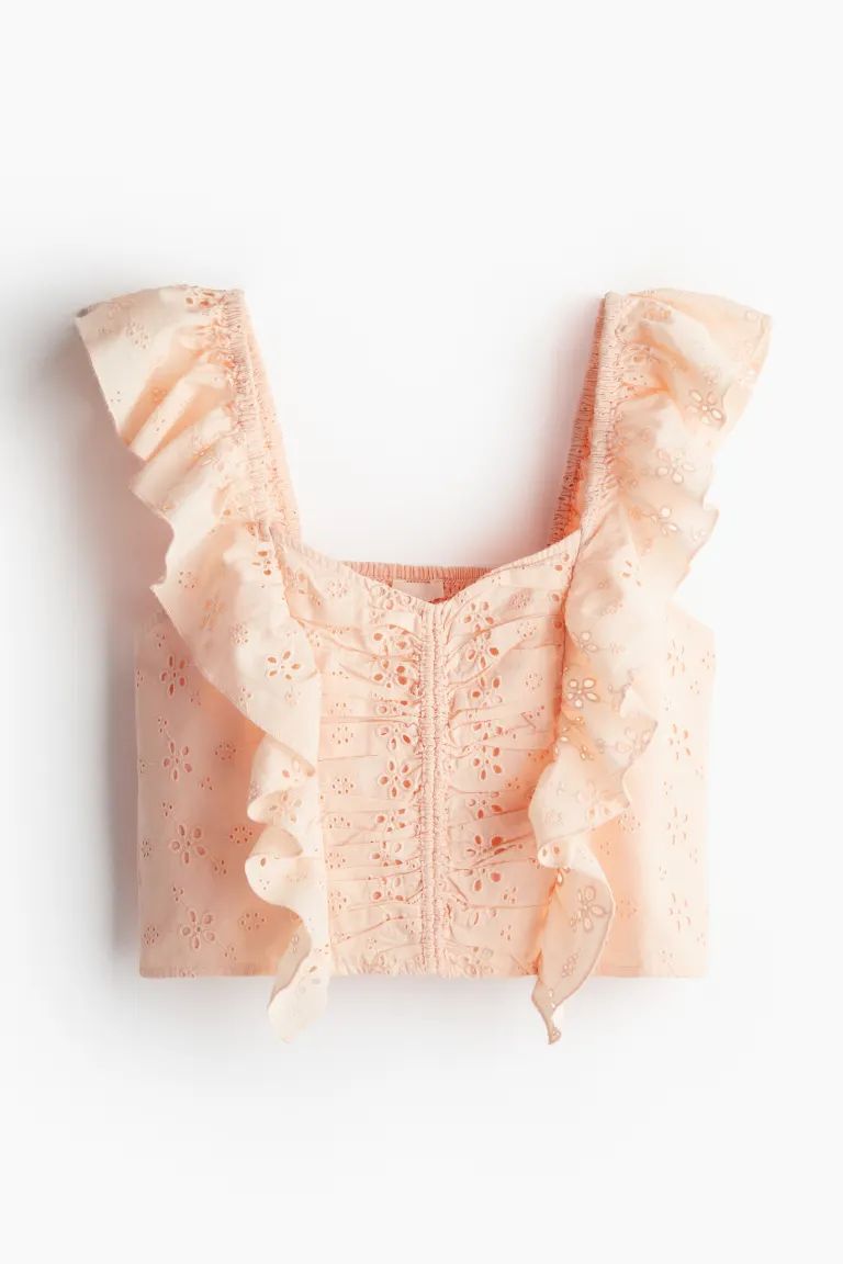Short Blouse with Eyelet Embroidery | H&M (US + CA)