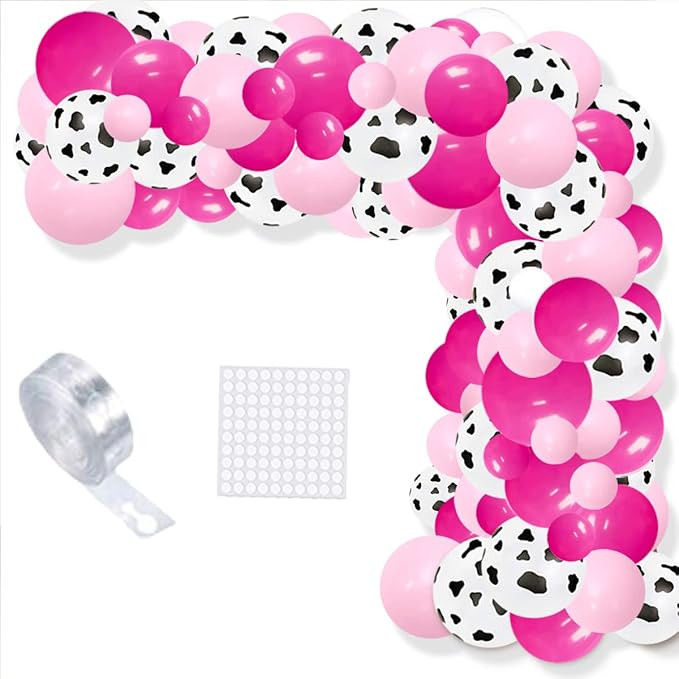 Cow Balloon Garland Arch Kit - 122PCS Cows Balloons Rose Red Pink Silver Star Balloons for Cowgir... | Amazon (US)