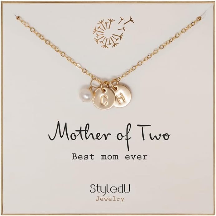 Personalized Mother of 2 Children Initial Necklace – 14K Gold Filled Custom Children's Initial ... | Amazon (US)