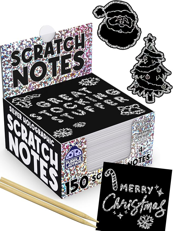 Purple Ladybug Silver Holographic Scratch Art Mini Notes - Scratch Art Notes Kids Games, Girls St... | Amazon (US)