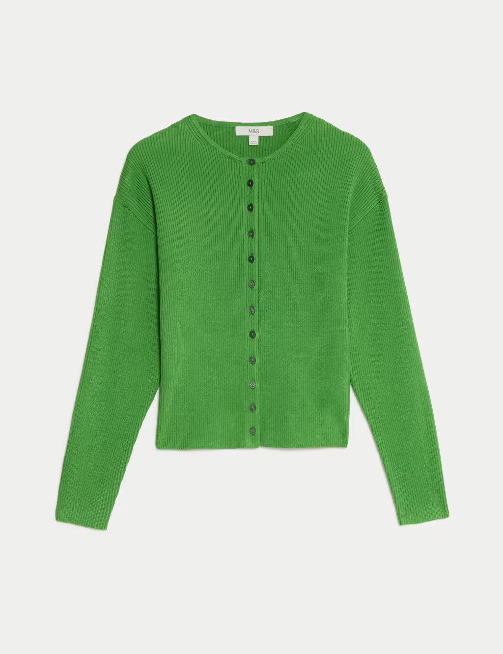 Ribbed Crew Neck Cardigan | Marks & Spencer (UK)