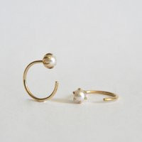 14K Solid Gold Pearl Huggie Hoops, Bridal Earrings, Cultured Bride Gifts For Her, Hoop Earrings | Etsy (US)