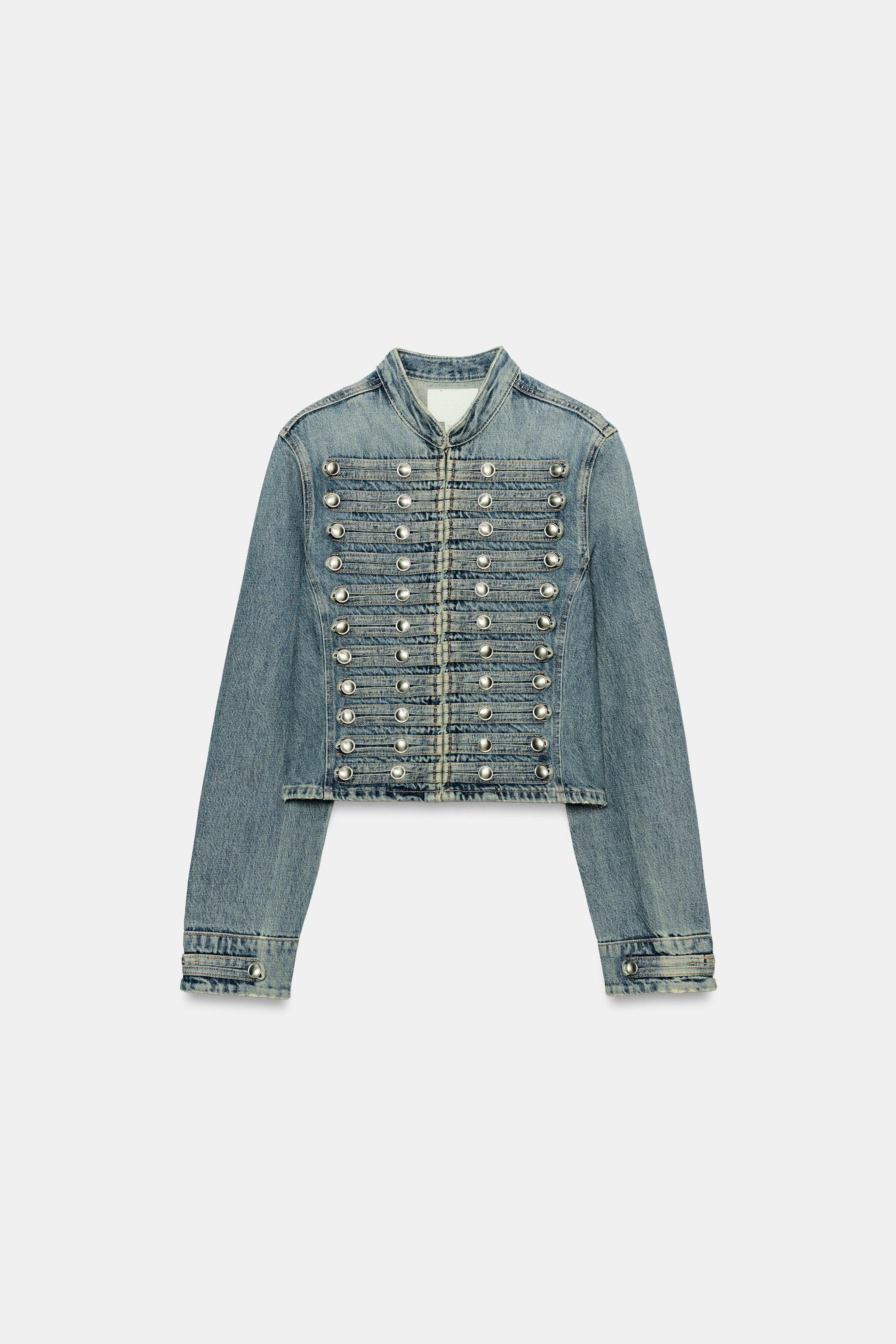 Round neck, long sleeve jacket. Featuring button details and appliqu\u00e9s in the same fabric. F... | Zara DE
