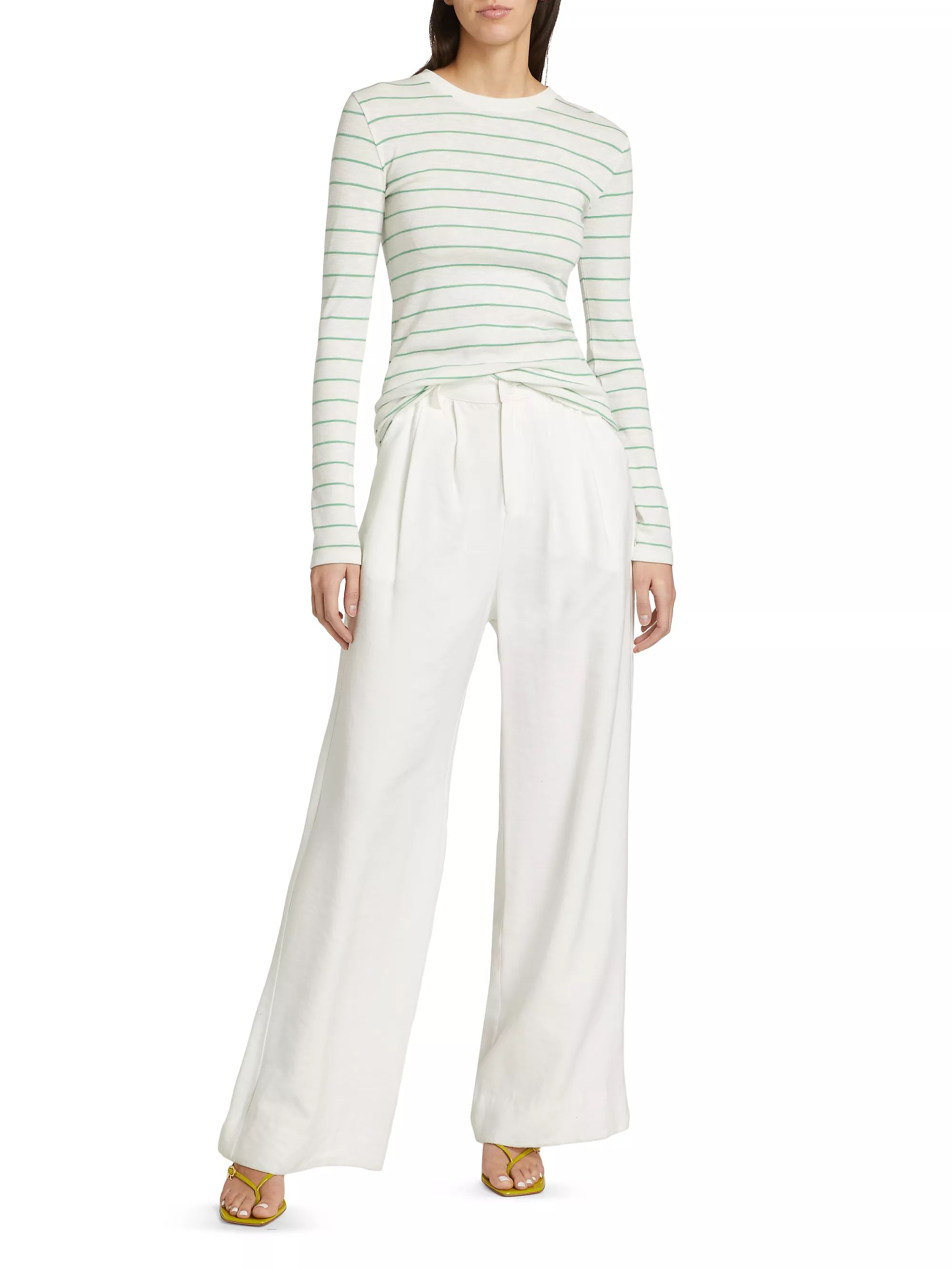 Striped Cotton-Blend Crewneck Long-Sleeve T-Shirt | Saks Fifth Avenue