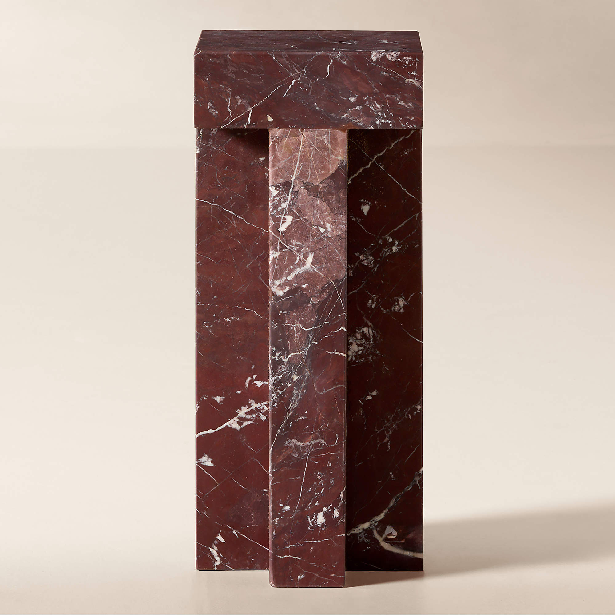 Cyprus Red Marble Indoor/Outdoor Side Table | CB2 | CB2