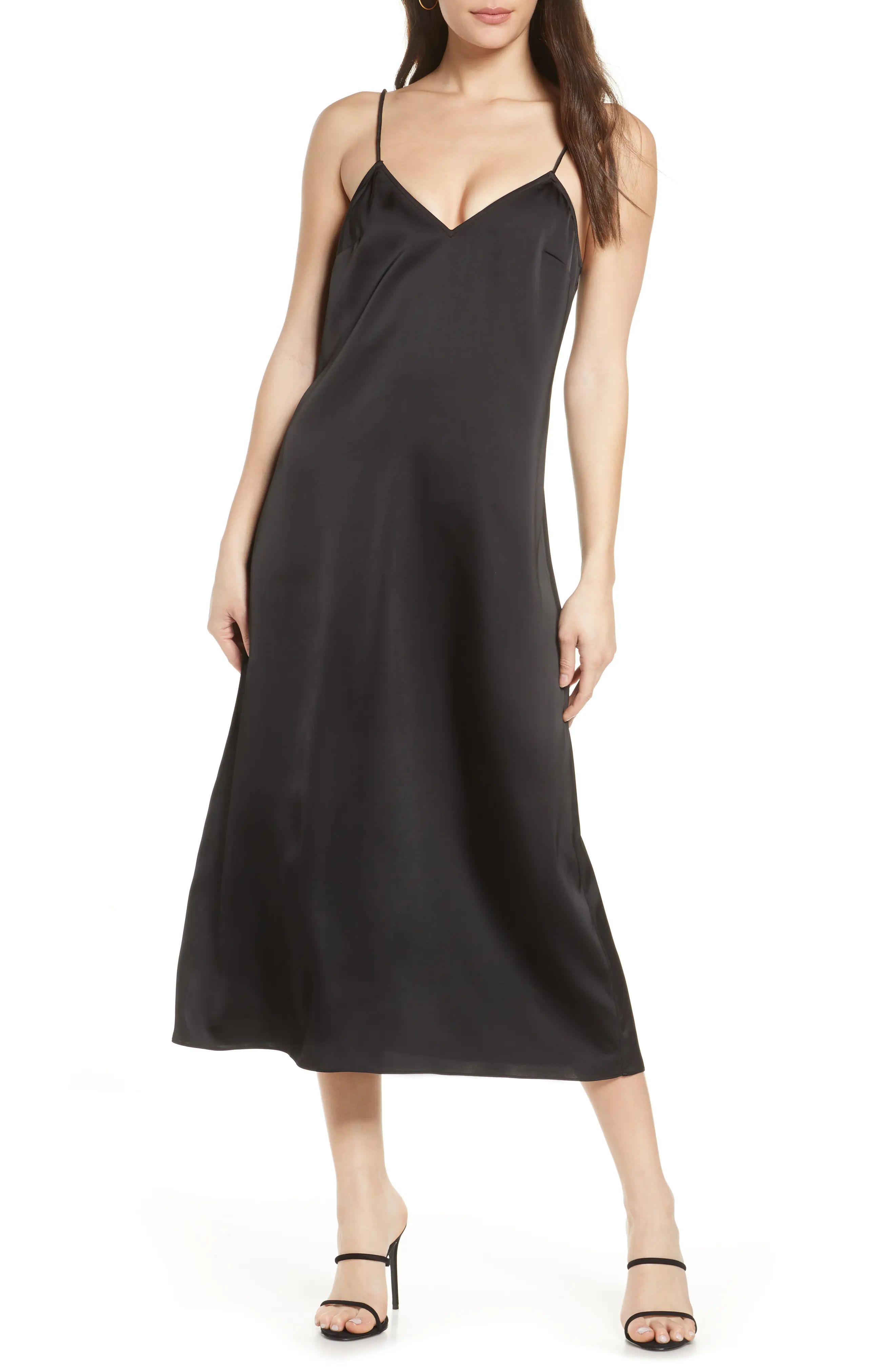 Women's French Connection Stretch Satin Slipdress, Size 0 - Black | Nordstrom