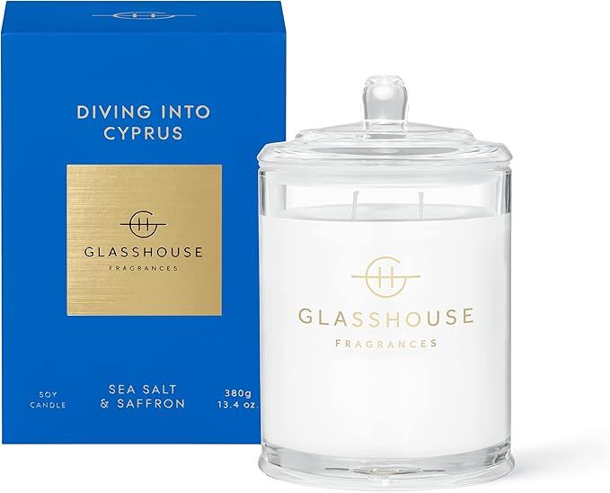 Glasshouse Fragrances Diving Into Cyprus Candle, Triple Scented Natural Soy Wax Blend, 2 Wicks & ... | Amazon (US)