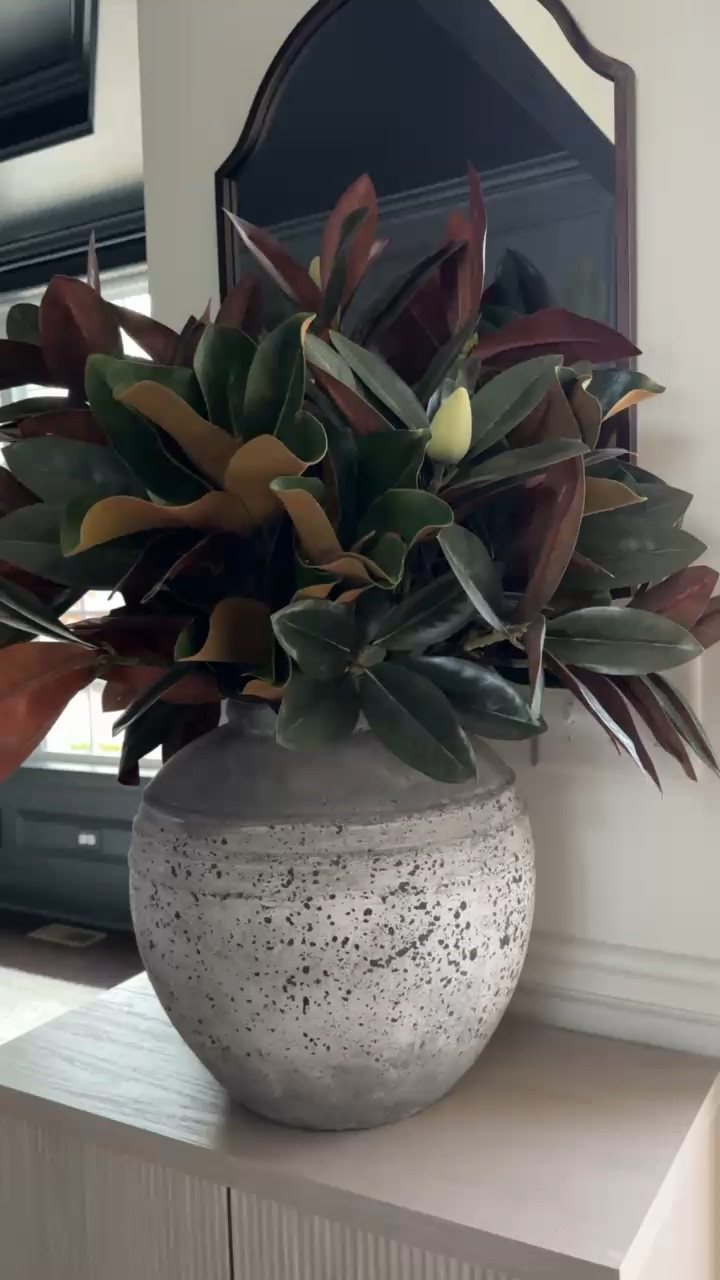 If you’re looking for floral stems that can be displayed all year long, you can’t go wrong with faux magnolia branches. Here, I have different magnolia stem types and they meld together beautifully! home decor entryway decor foyer decor stoneware urn accent cabinet #LTKWatchNow

#LTKFindsUnder50 #LTKHome