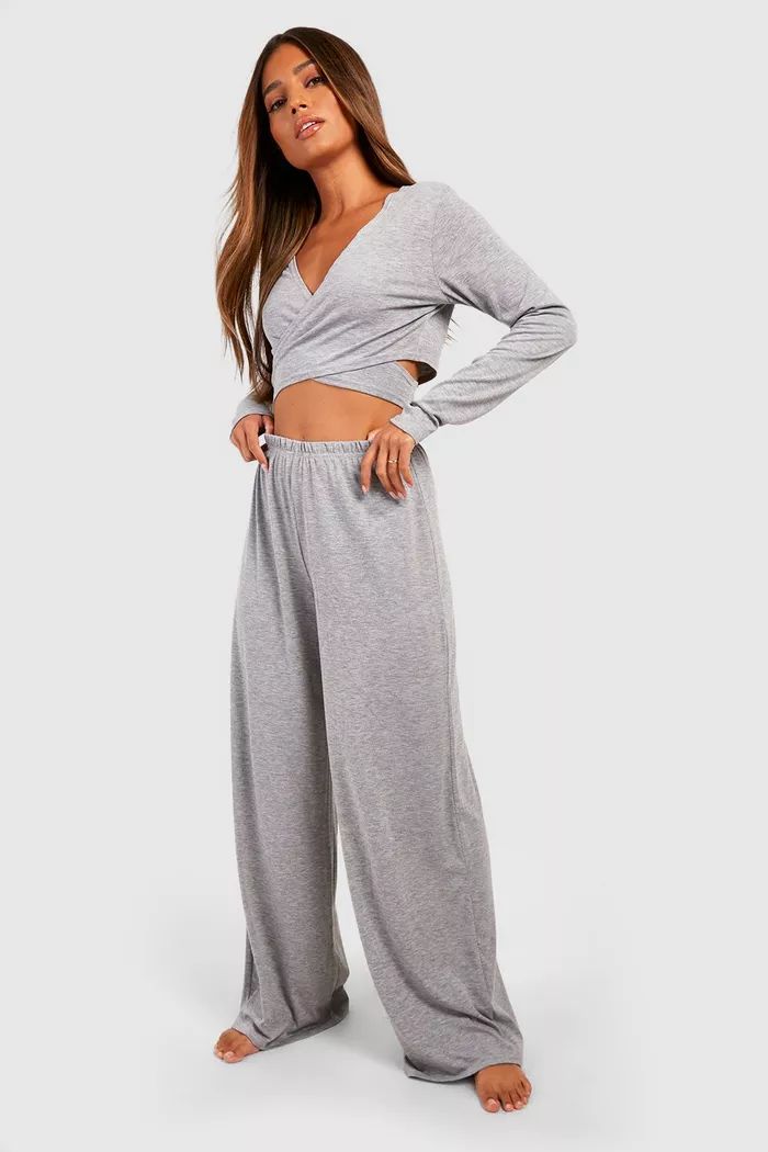 Wide Leg Soft Touch Jersey Knit Pants | boohoo (US & Canada)