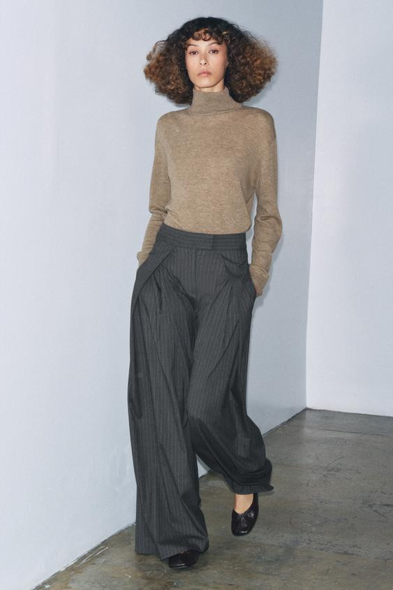 ZW COLLECTION PINSTRIPE PLEATED PANTS | Zara US