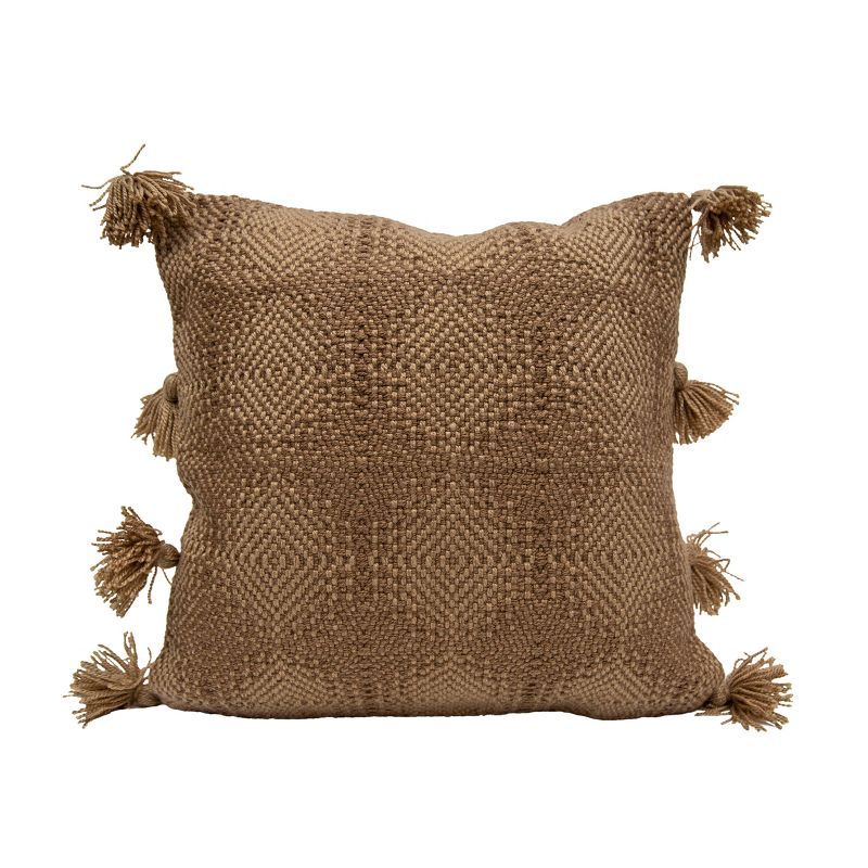 20x20 Inches Hand Woven Brown Polyester with Polyester Fill Pillow - Foreside Home & Garden | Target