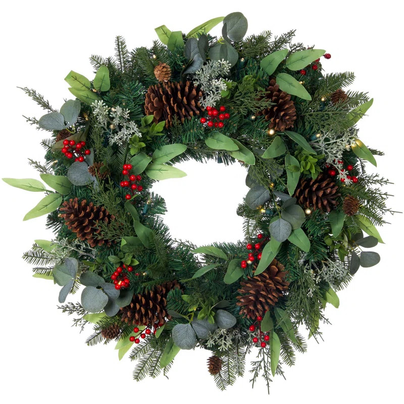 Jabaar Faux Lighted 30'' Wreath | Wayfair North America