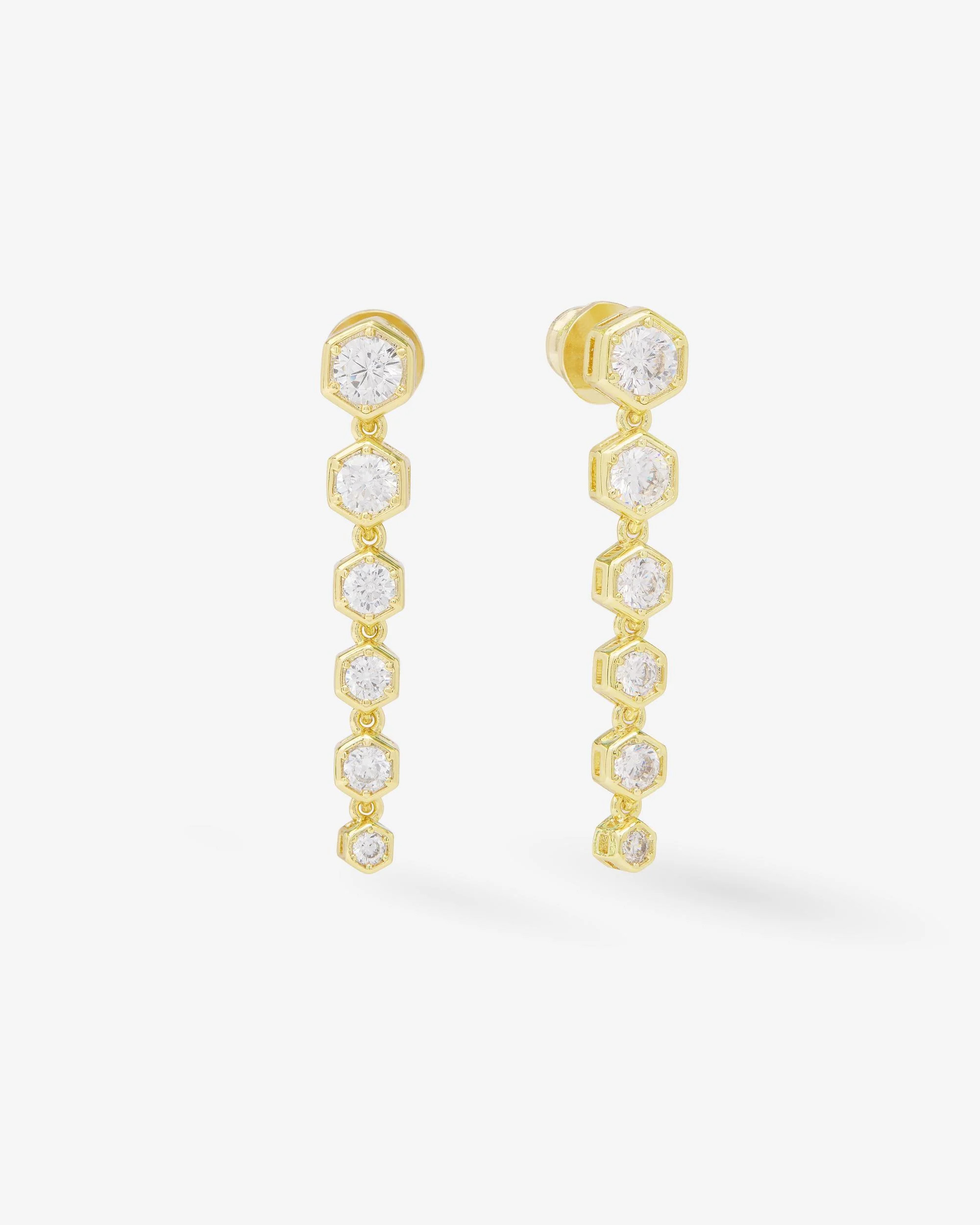 Queen Bee Drop Earrings - Gold|White Diamondettes | Melinda Maria Jewelry