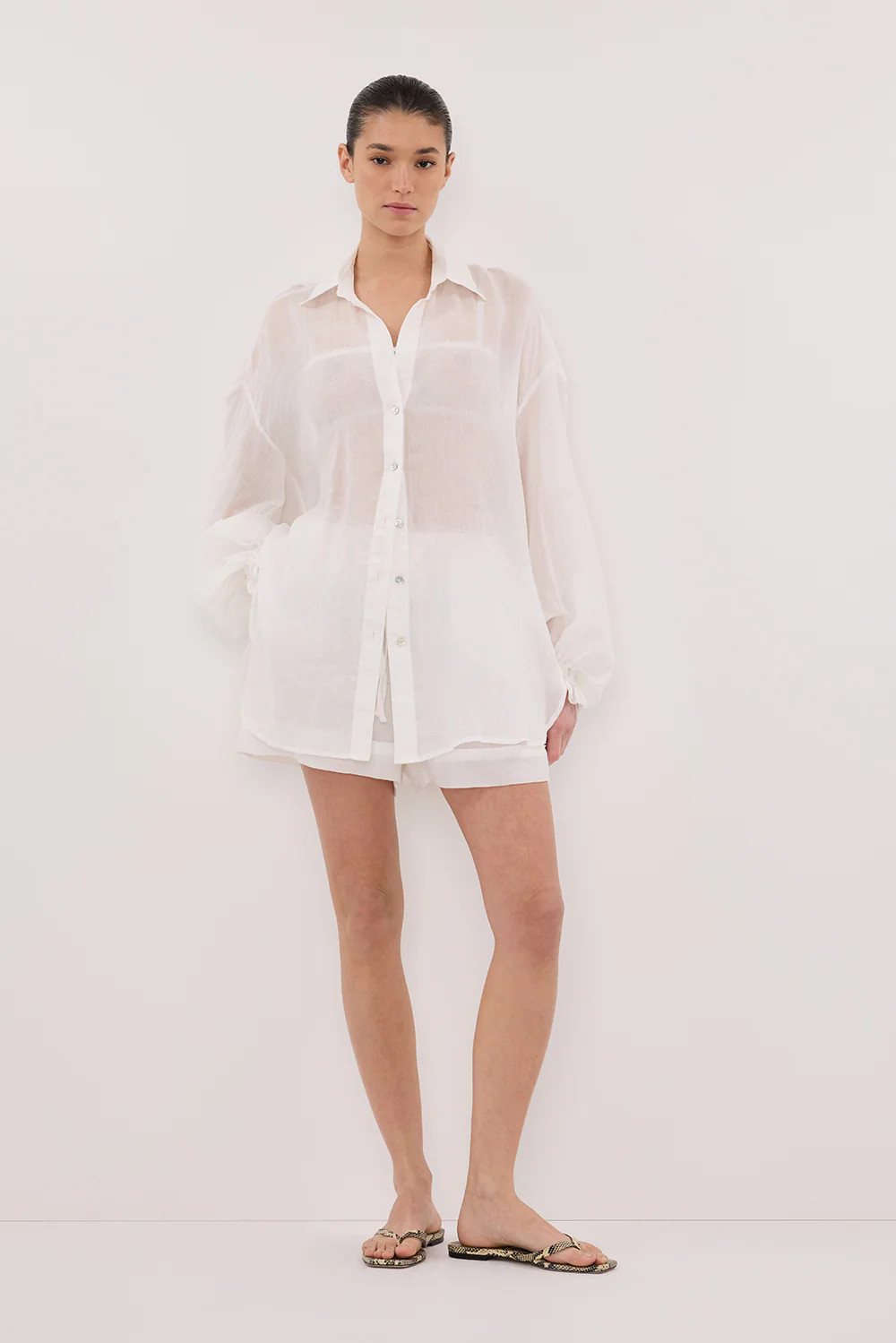 MILLER WHITE RAMIE SLEEVED SHIRT | DISSH