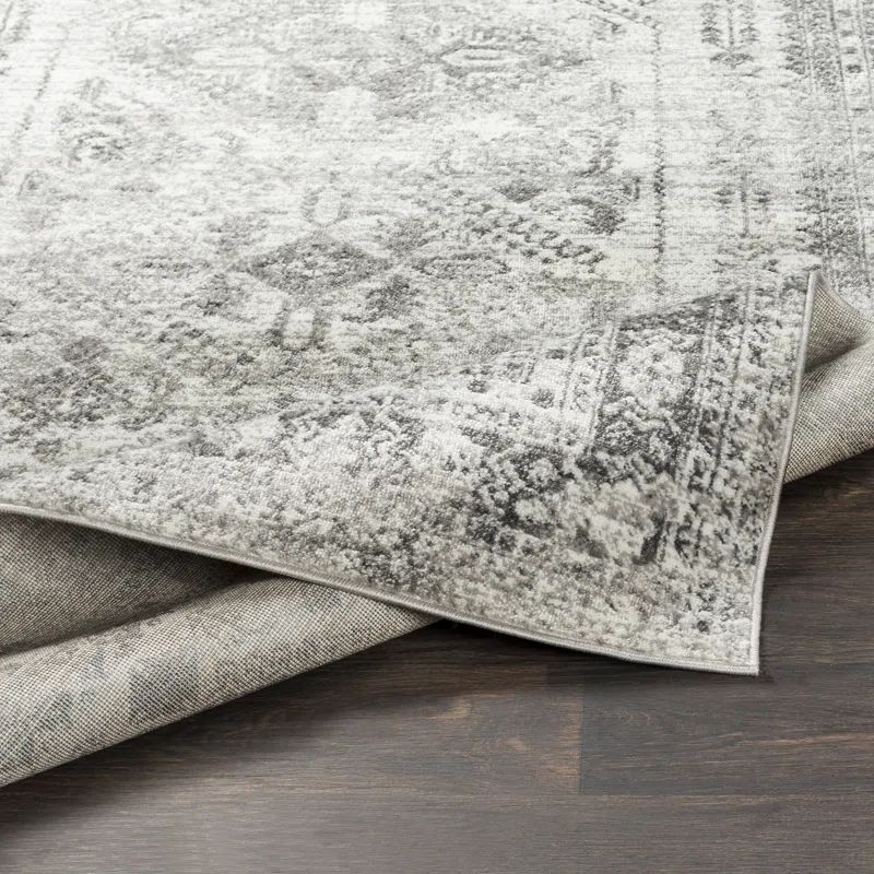 Fitz Oriental Area Rug in Light Gray/White/Charcoal | Wayfair North America