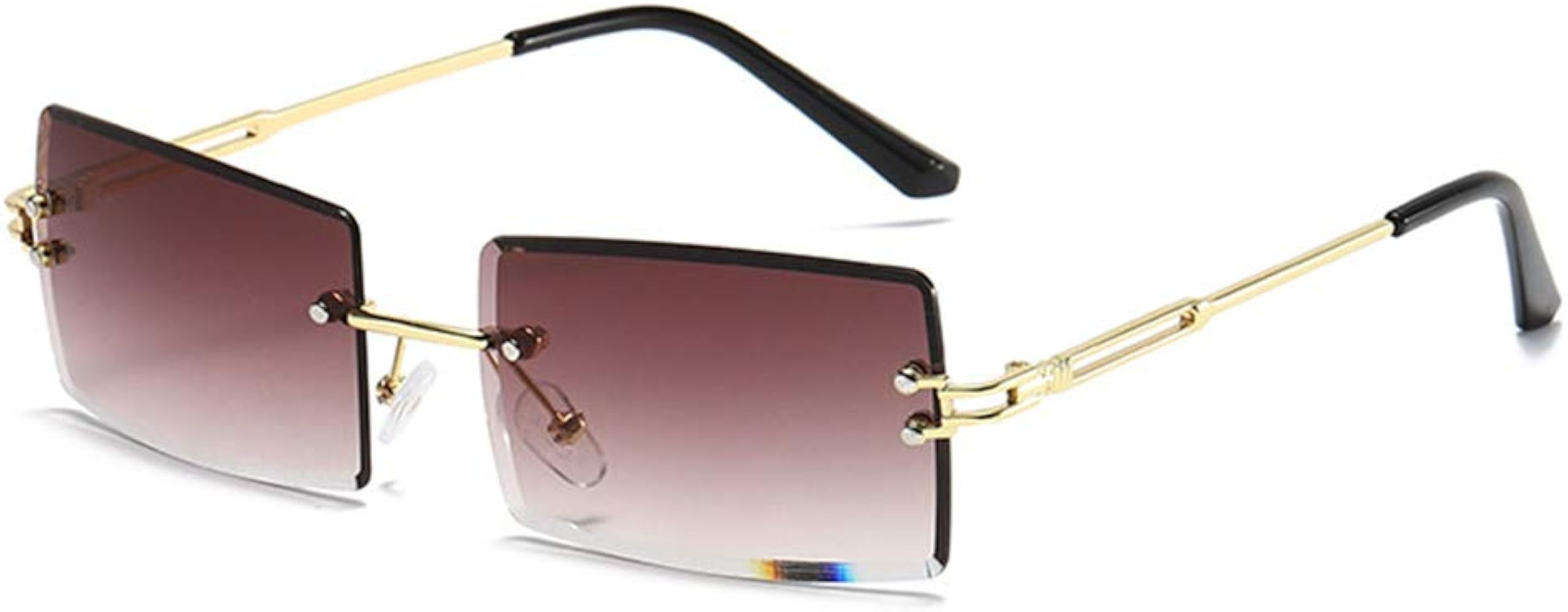 Rimless Rectangle Sunglasses for Women Square Fashion Frameless Small Vintage Buffs Glasses for M... | Amazon (US)