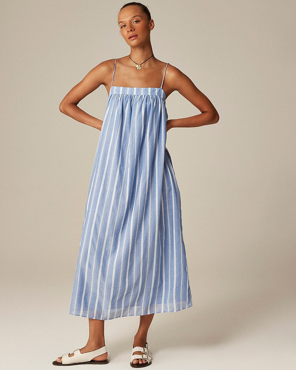 Floaty midi dress in striped cotton voile | J. Crew US