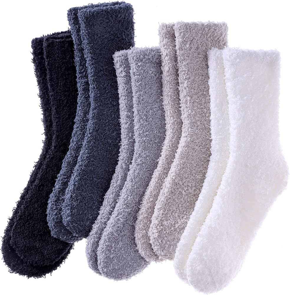 FNOVCO Fuzzy Socks for Women, Cozy Socks for Women, Winter Fluffy Sleeping Socks Women Warm Slipp... | Amazon (US)