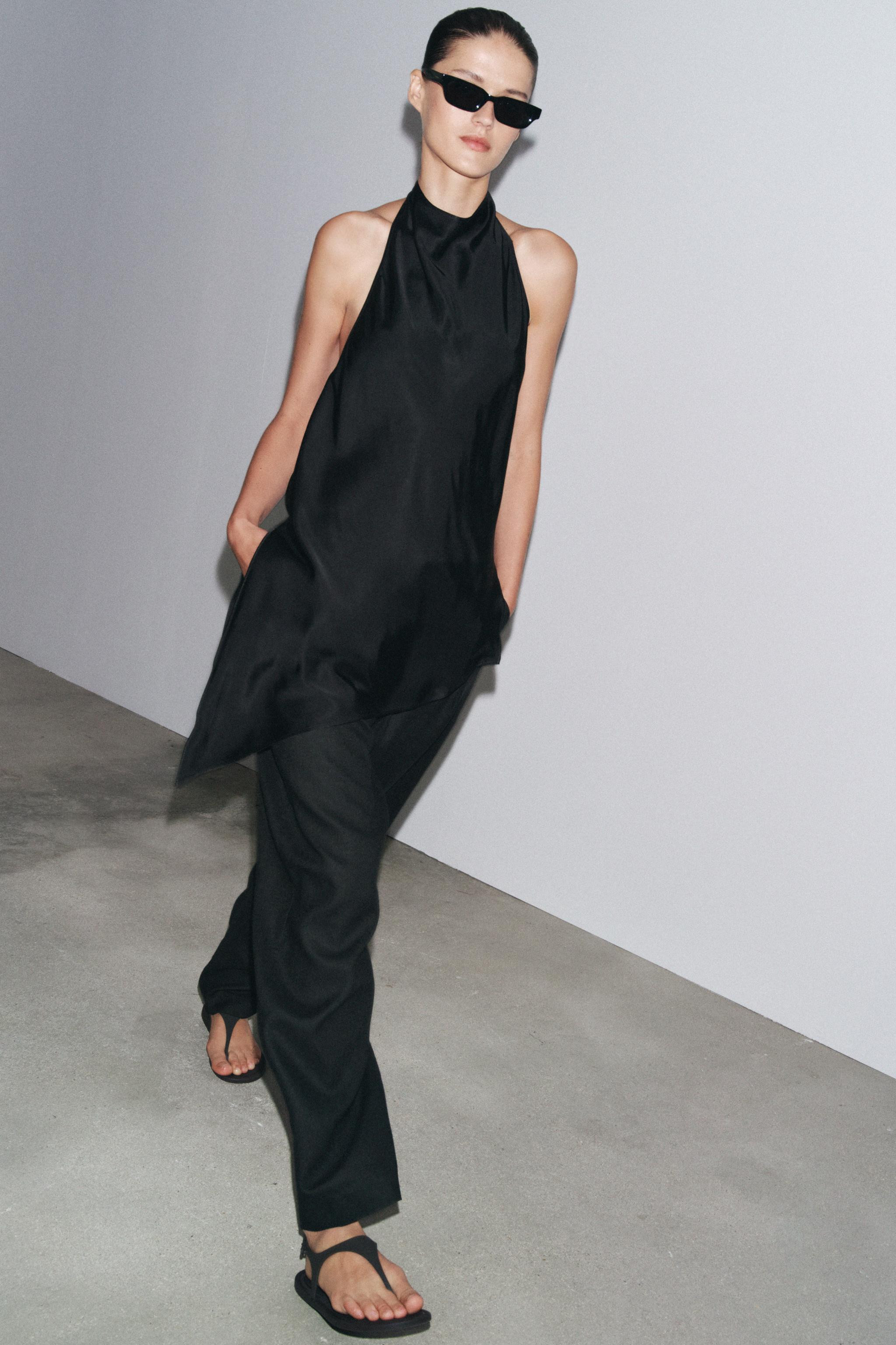 ZW COLLECTION SATIN HALTER TOP | Zara US