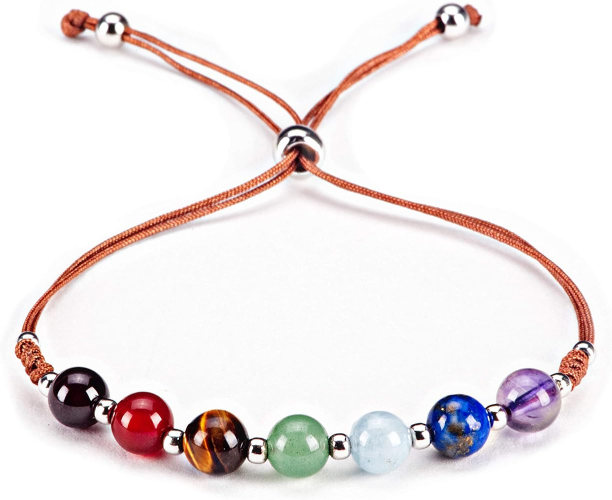 Cherry Tree Collection Natural Gemstone Chakra Bracelet | Adjustable Size Nylon Cord | 6mm Beads,... | Amazon (US)