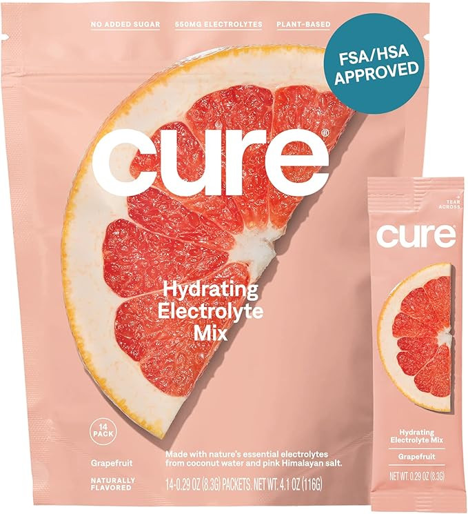 Cure Hydration Plant Based Electrolyte Mix | Powder for Dehydration Relief | Made with Coconut Wa... | Amazon (US)