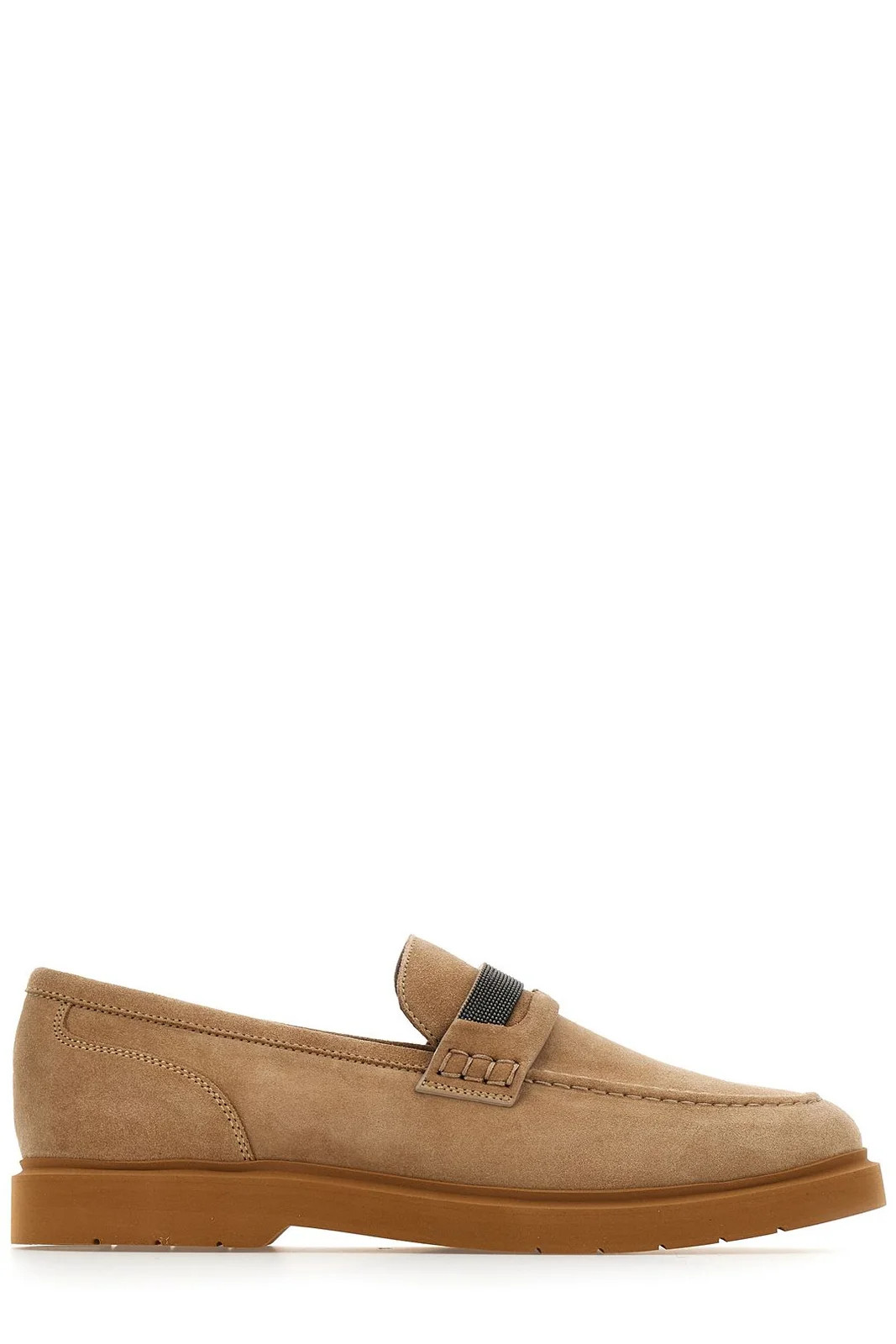 Brunello Cucinelli Beaded Almond Toe Penny Loafers | Cettire Global