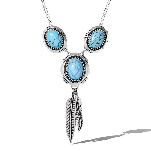 Jessica Simpson Feathers and Turquoise Necklace in Antique Silver/turquoise at Nordstrom | Nordstrom