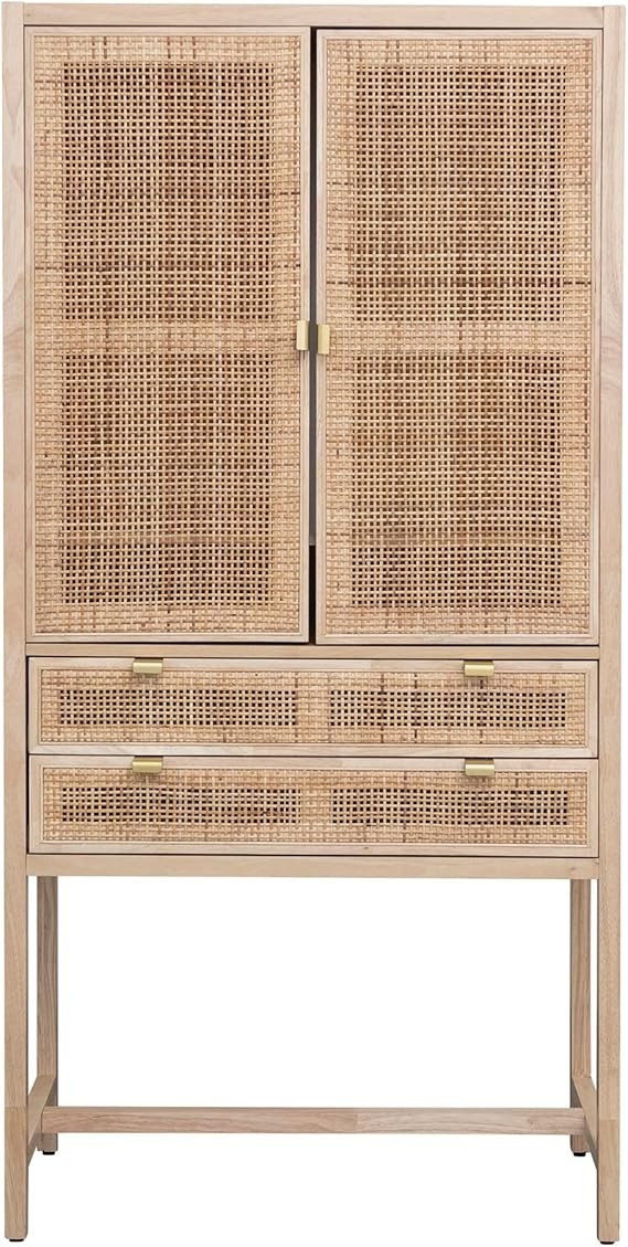 Bloomingville, Natural Woven Cane and Wood Cabinet with Doors and Drawers | Amazon (US)