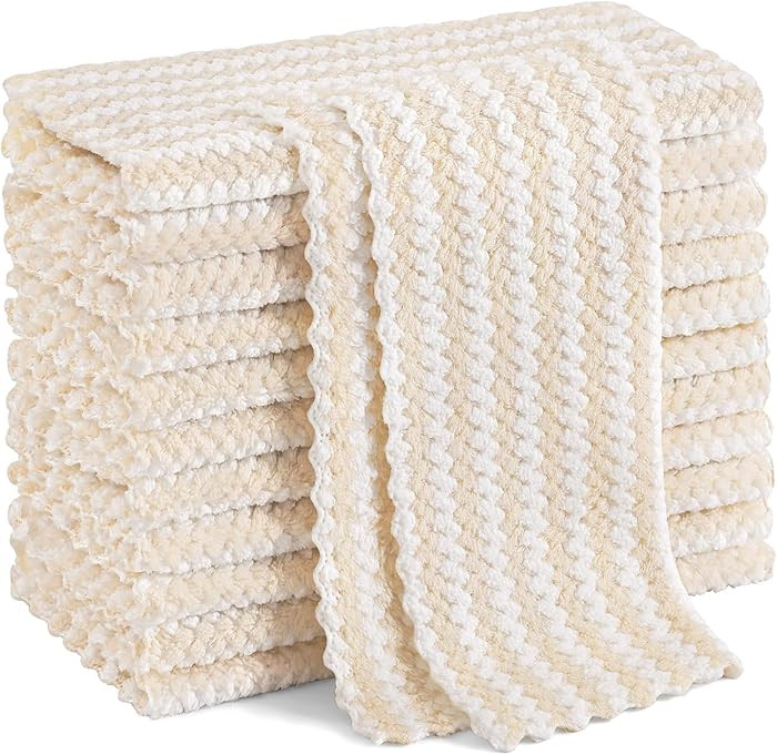 Homaxy 12 Pack Kitchen Dish Cloths, Ultra Soft and Absorbent Dish Towels, Reusable Fast Drying Mi... | Amazon (US)