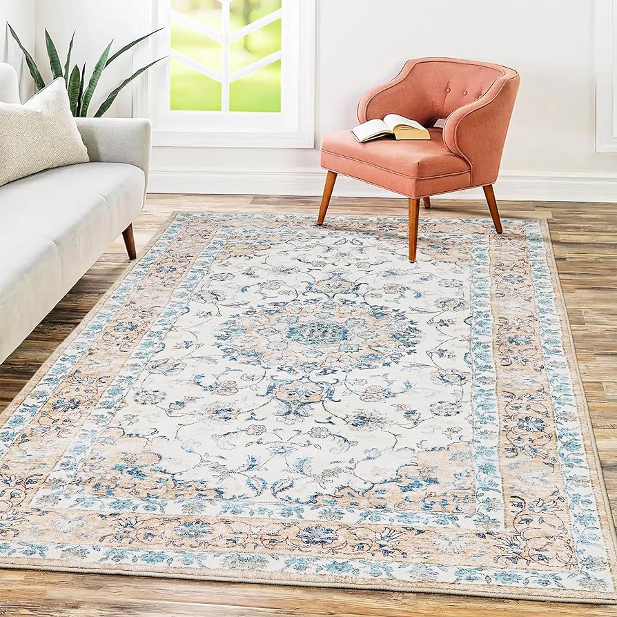 Mcadore 5x7 Area Rugs Washable Boho Rug, Non Slip Carpet for Living Room, Bedroom, Kitchen, Soft ... | Amazon (US)