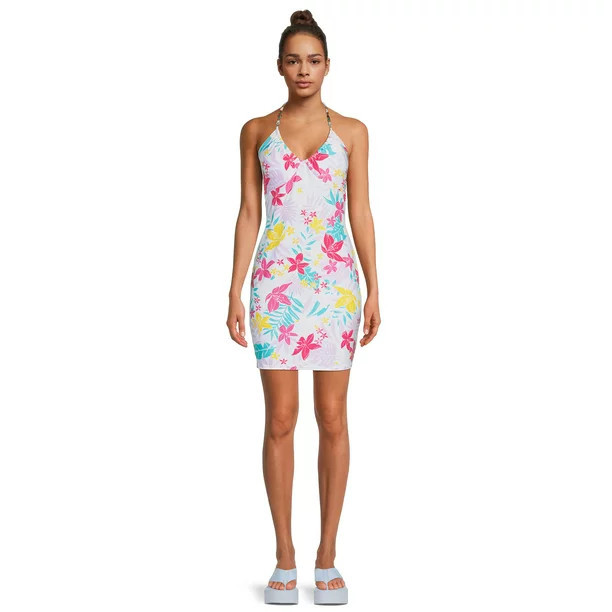 No Boundaries Juniors Beaded Halter Dress, Sizes XS-XXXL | Walmart (US)