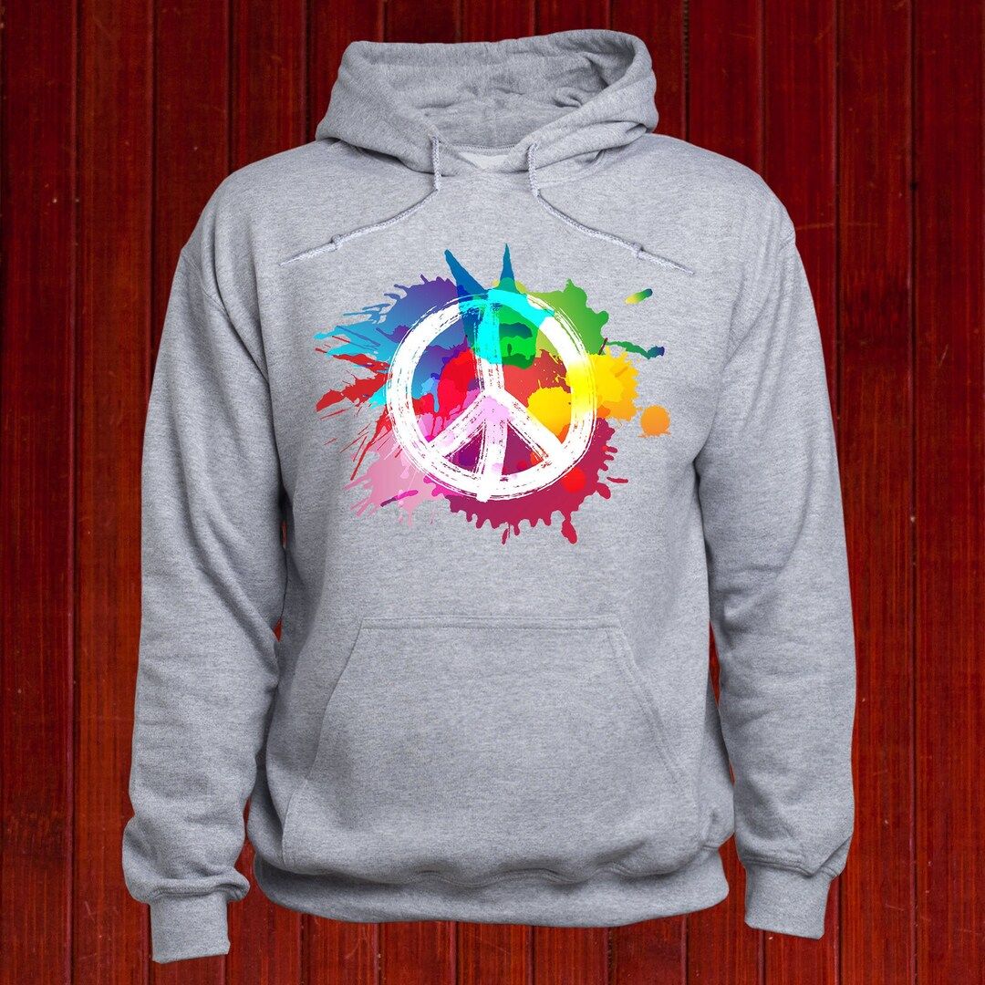 Peace Sign Hoodie, Peace Sweatshirt, Hippie Pullover, Hippie Sign Jumper, Love Hoody, Rainbow Swe... | Etsy (NL)