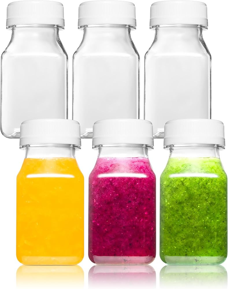 Norcalway 6pcs 4oz Small Plastic Bottles for Liquids - Ginger Shot Bottles with Lids, Wellness Ju... | Amazon (US)