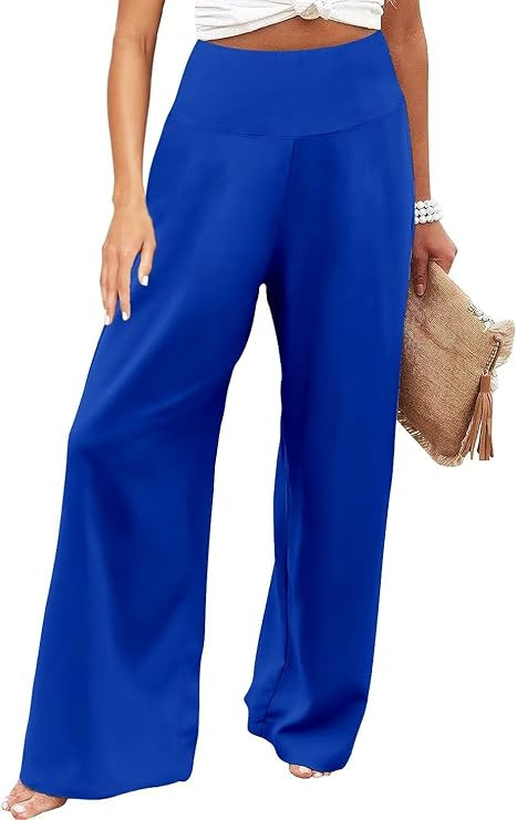 JZC Women's Palazzo Lounge Pants Stretchy Wide Leg Casual Pants Comfy High Waist Flowy Pants S-3X... | Amazon (US)