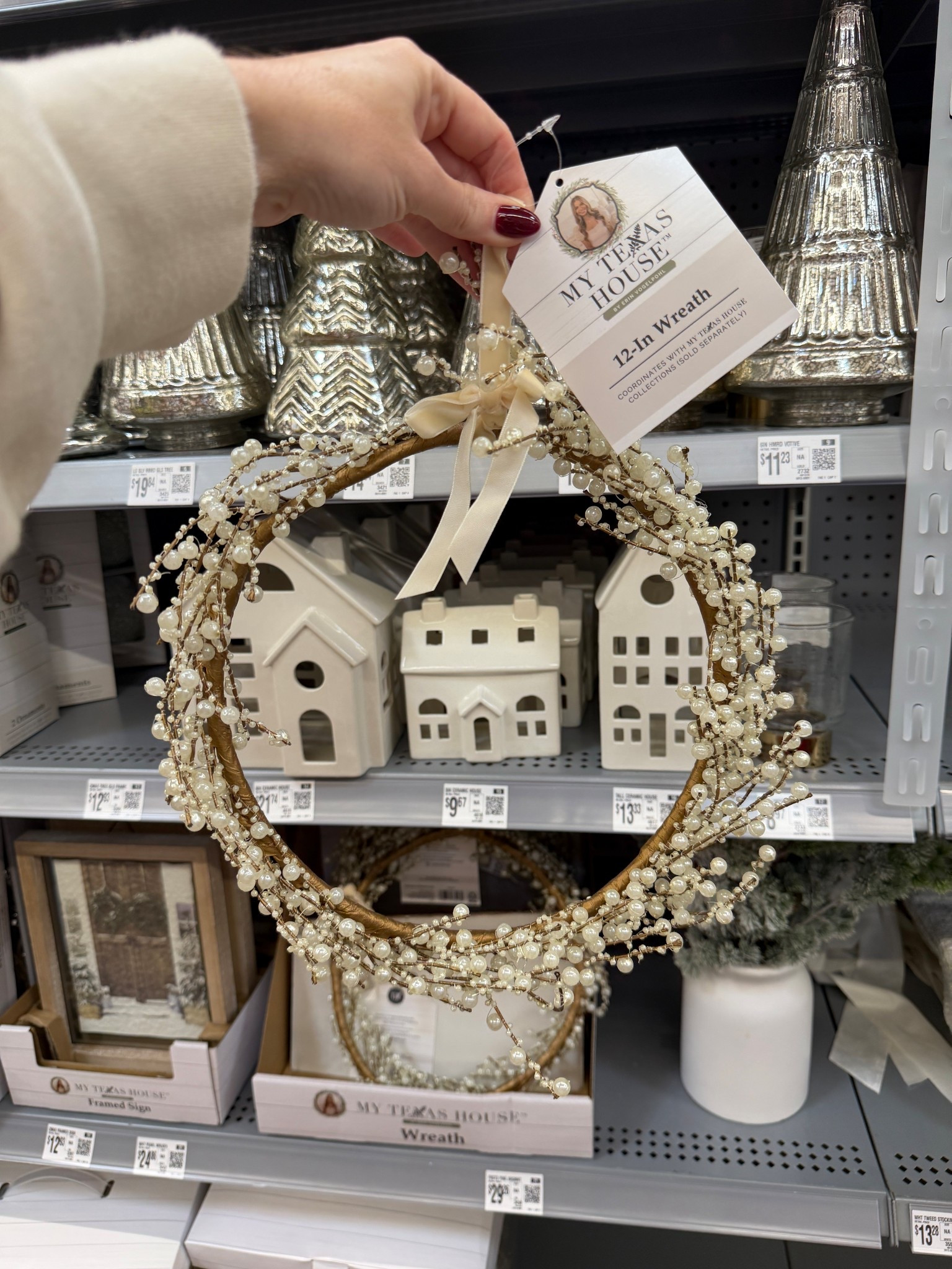 Christmas pearl wreath with 
 ivory velvet bow.

Pearl Christmas. Holiday wreath. Christmas decor. 

#LTKHoliday #LTKHome